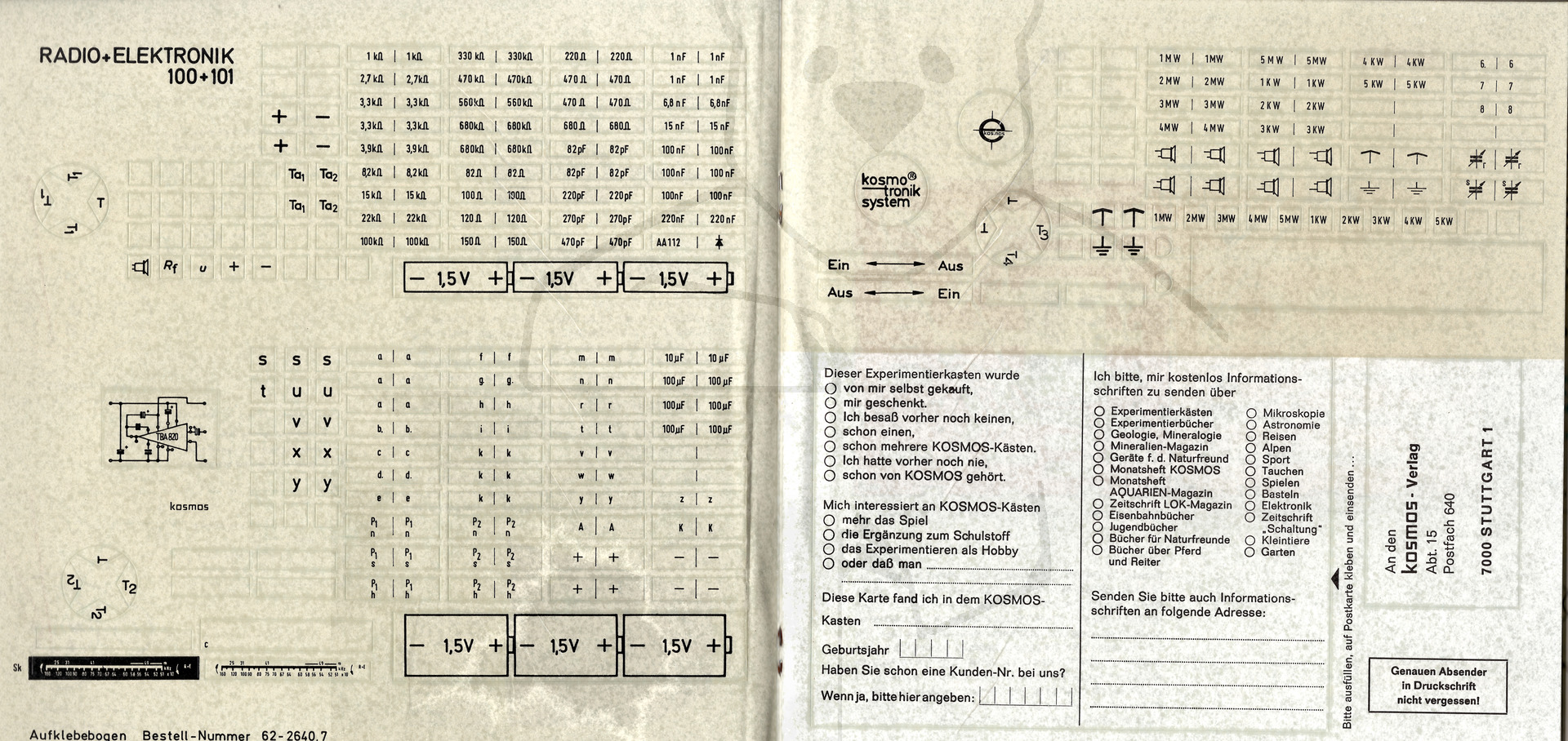 Kosmos Radio und Elektronik - Bauteile Klebebogen